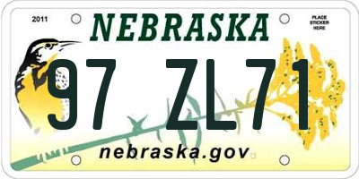 NE license plate 97ZL71
