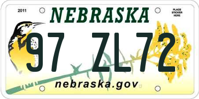 NE license plate 97ZL72