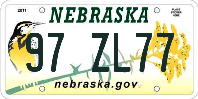 NE license plate 97ZL77