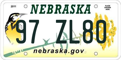 NE license plate 97ZL80