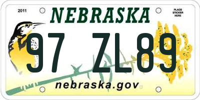 NE license plate 97ZL89