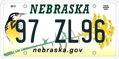 NE license plate 97ZL96