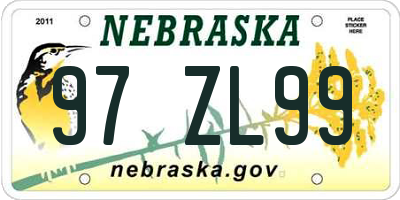 NE license plate 97ZL99