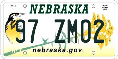 NE license plate 97ZM02