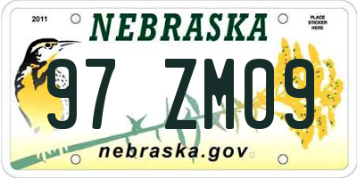 NE license plate 97ZM09