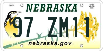 NE license plate 97ZM11
