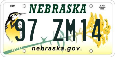 NE license plate 97ZM14