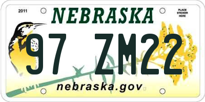 NE license plate 97ZM22