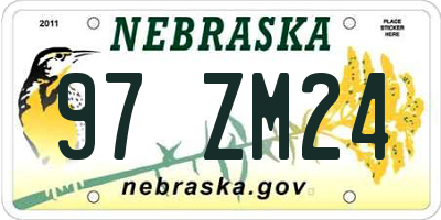 NE license plate 97ZM24