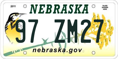 NE license plate 97ZM27