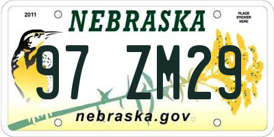 NE license plate 97ZM29