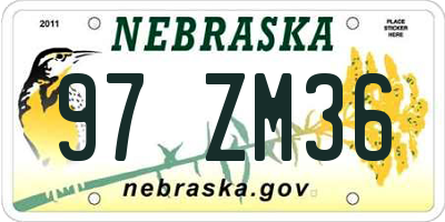 NE license plate 97ZM36