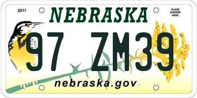 NE license plate 97ZM39