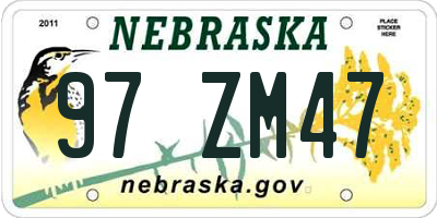 NE license plate 97ZM47
