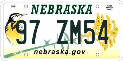 NE license plate 97ZM54