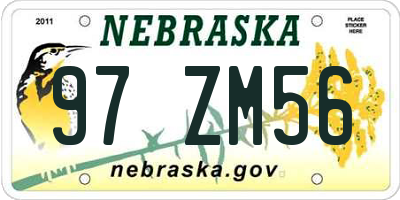 NE license plate 97ZM56