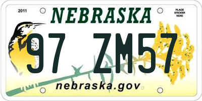 NE license plate 97ZM57