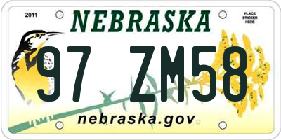 NE license plate 97ZM58