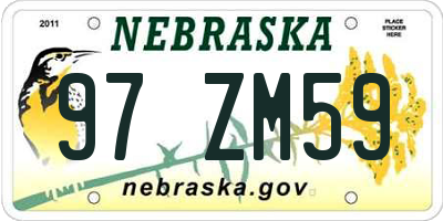 NE license plate 97ZM59