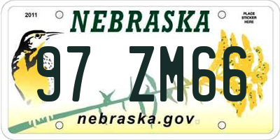 NE license plate 97ZM66