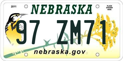 NE license plate 97ZM71