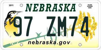 NE license plate 97ZM74