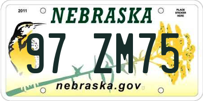 NE license plate 97ZM75