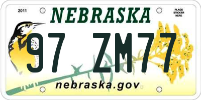NE license plate 97ZM77