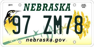 NE license plate 97ZM78