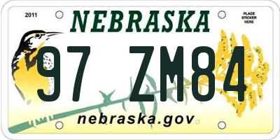 NE license plate 97ZM84