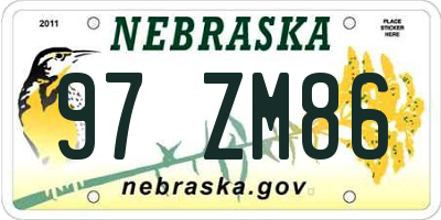 NE license plate 97ZM86
