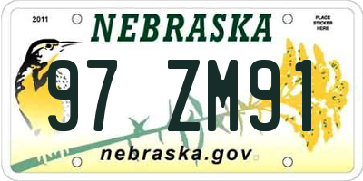 NE license plate 97ZM91