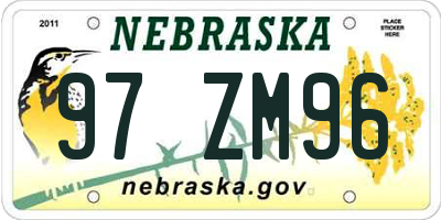 NE license plate 97ZM96