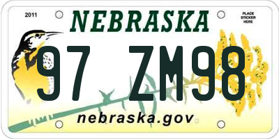 NE license plate 97ZM98