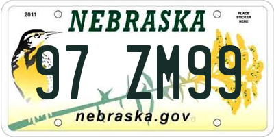 NE license plate 97ZM99