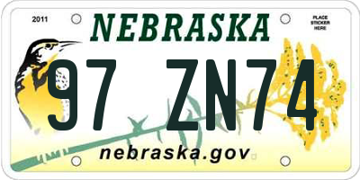NE license plate 97ZN74