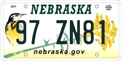 NE license plate 97ZN81