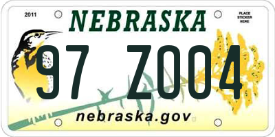 NE license plate 97ZO04