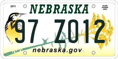 NE license plate 97ZO12