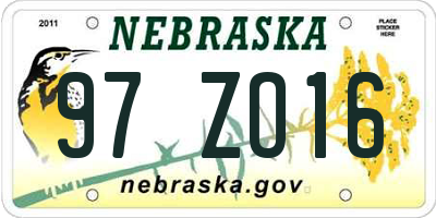 NE license plate 97ZO16