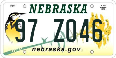NE license plate 97ZO46