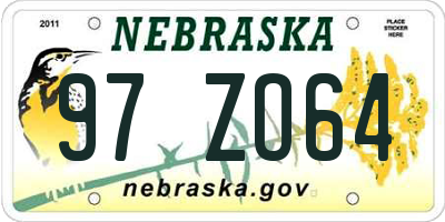 NE license plate 97ZO64