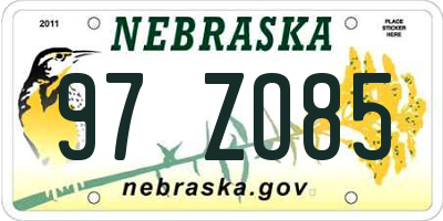 NE license plate 97ZO85