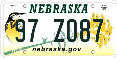 NE license plate 97ZO87