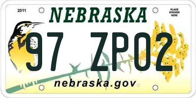 NE license plate 97ZP02