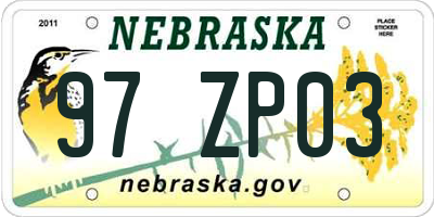 NE license plate 97ZP03