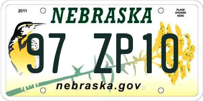 NE license plate 97ZP10