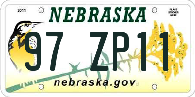NE license plate 97ZP11