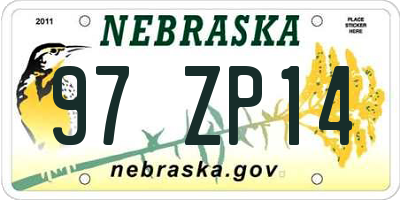 NE license plate 97ZP14