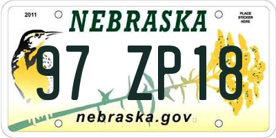 NE license plate 97ZP18